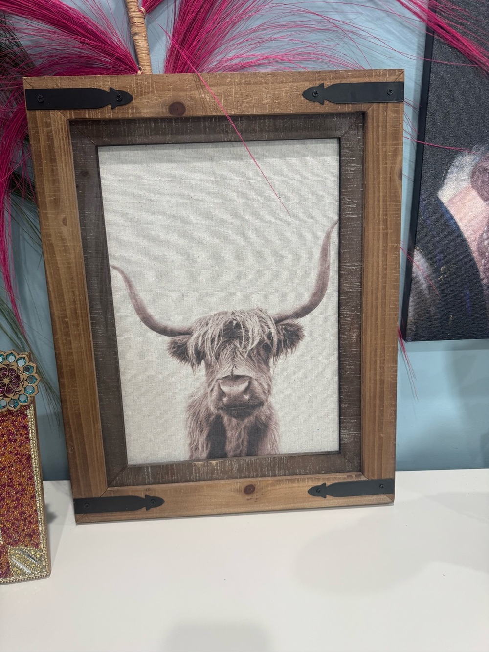 Ashley By 26 International Rustic Brown Framed Highland Cow Wall Art